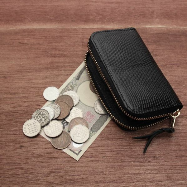 レザーブランドS'FACTORY ラウンドファスナーコインケース リザード（トカゲ革）革小物 ミニ財布