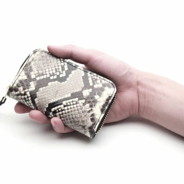 レザーブランドS'FACTORY ラウンドファスナーコインケース パイソン（ヘビ革）革小物 ミニ財布