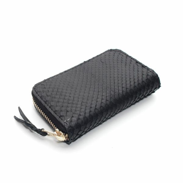 レザーブランドS'FACTORY ラウンドファスナーコインケース ブラックパイソン（ヘビ革）革小物 ミニ財布