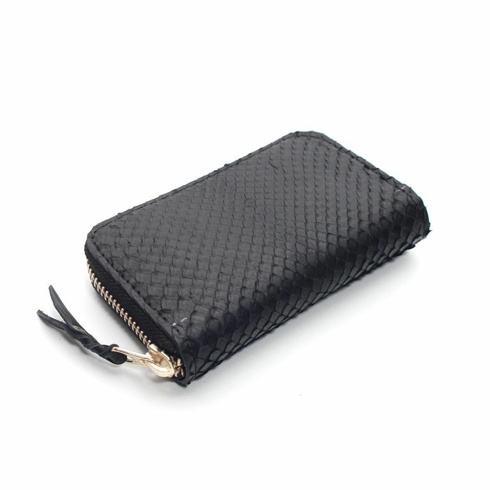 レザーブランドS'FACTORY ラウンドファスナーキーケース ブラックパイソン（ヘビ革） 革小物