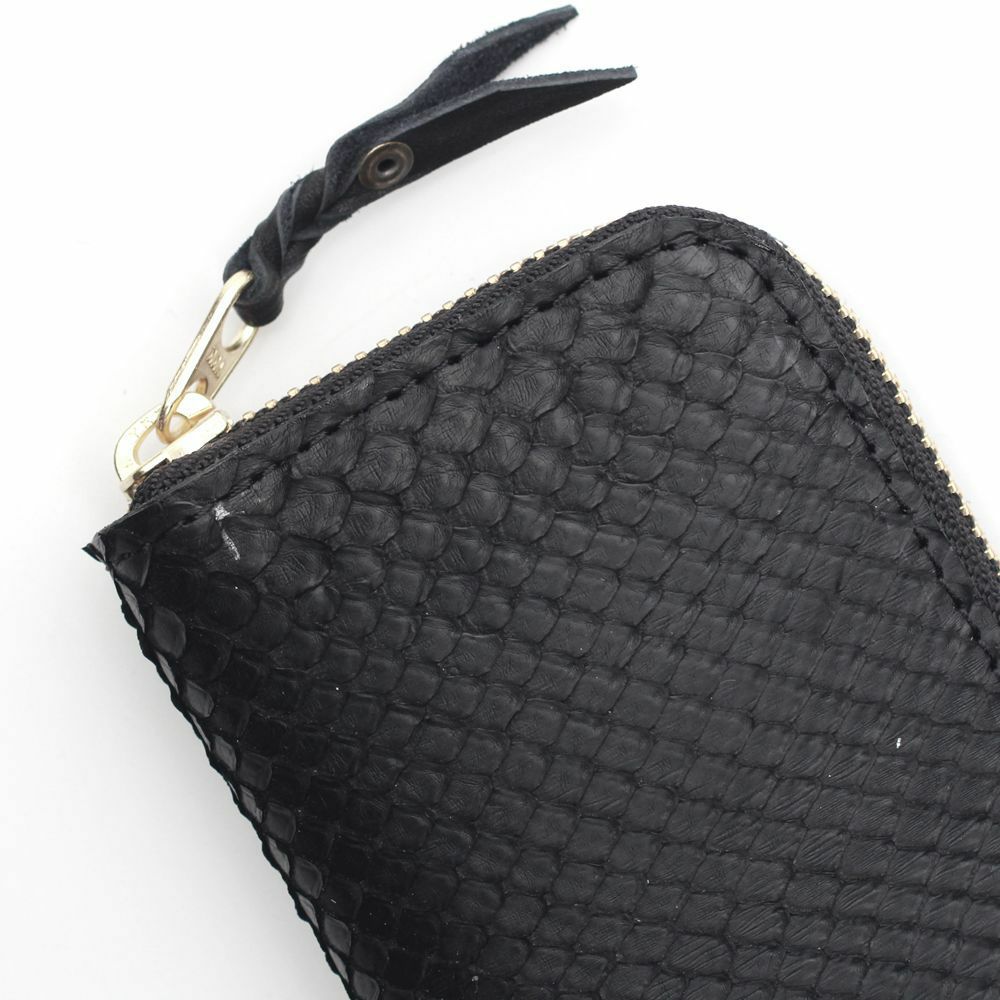 レザーブランドS'FACTORY ラウンドファスナーキーケース ブラックパイソン（ヘビ革） 革小物