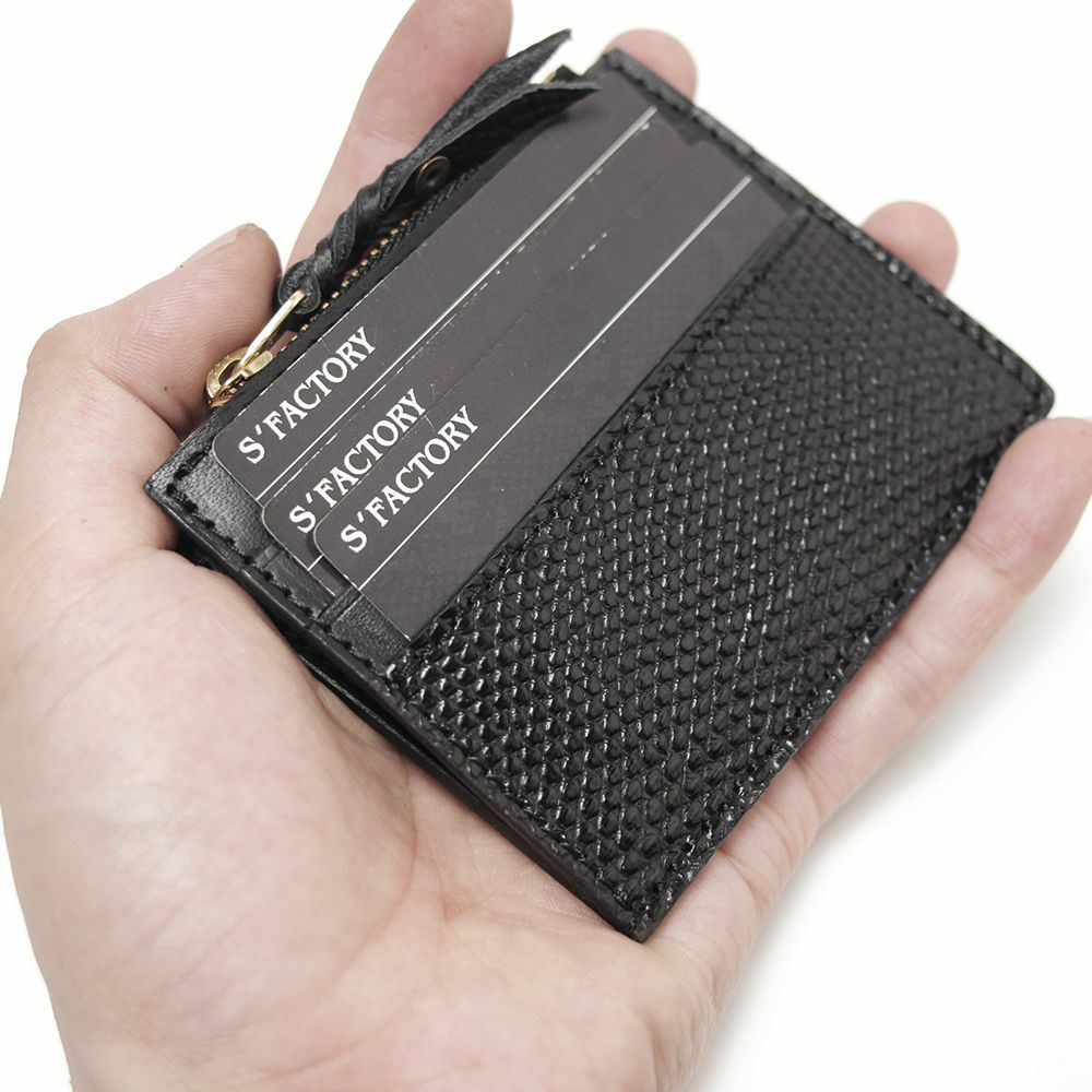 レザーブランドS'FACTORY カードマネークリップ リザード（トカゲ革）革小物 パスケース