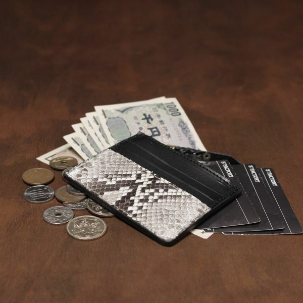レザーブランドS'FACTORY カードマネークリップ パイソン（ヘビ革）革小物 パスケース