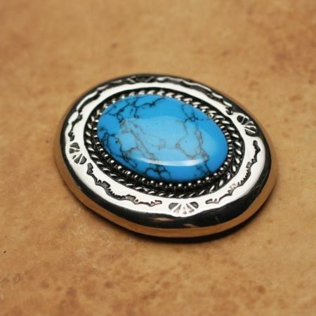 廃番品 ラウンド コンチョ ターコイズブルー 亜鉛合金│メンズ革小物