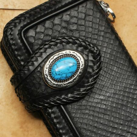 廃番品 ラウンド コンチョ ターコイズブルー 亜鉛合金│メンズ革小物