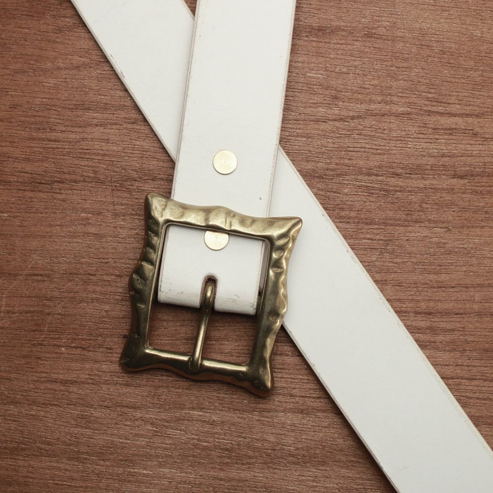 メンズ レザーブランドSALE ホワイト ベルト カウレザー（牛革）