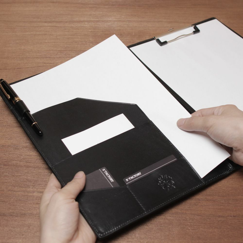 レザーブランドS'FACTORY A4 レザーバインダー カウレザー ブラック（牛革）本革 ステーショナリー