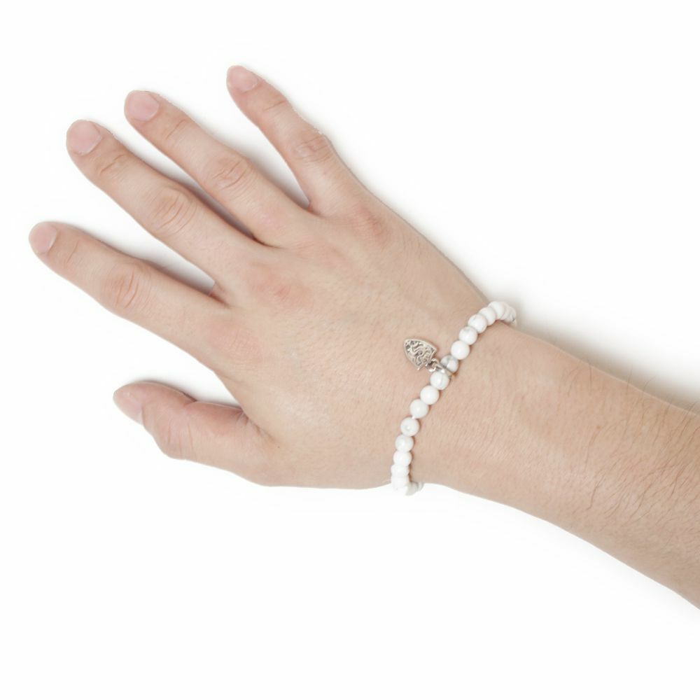 メンズ ストーンブレスレット ホワイトターコイズ マグネサイト アクセサリー silver925