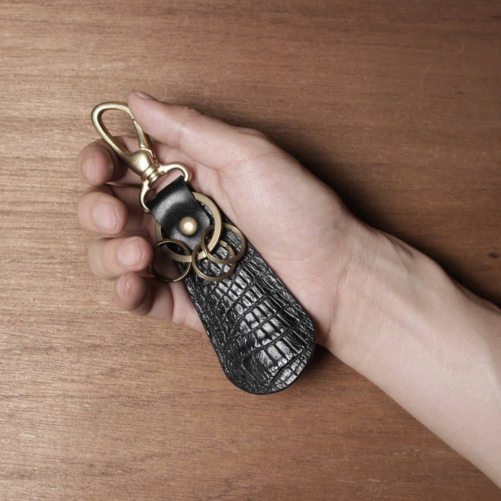 メンズ キーホルダー キーリング レザー 本革 クロコダイル シューホーン 靴べら