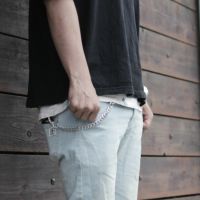 ショート ウォレット チェーン キューバリンク大 シルバー
