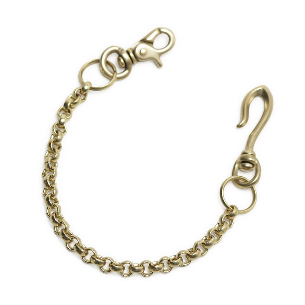 ショート ウォレット チェーン 真鍮 ブラス ゴールド 細い 短い メンズ 鎖