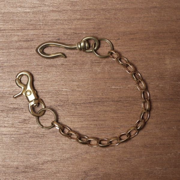 ショート ウォレット チェーン 真鍮 ブラス ゴールド 細い 短い メンズ 鎖
