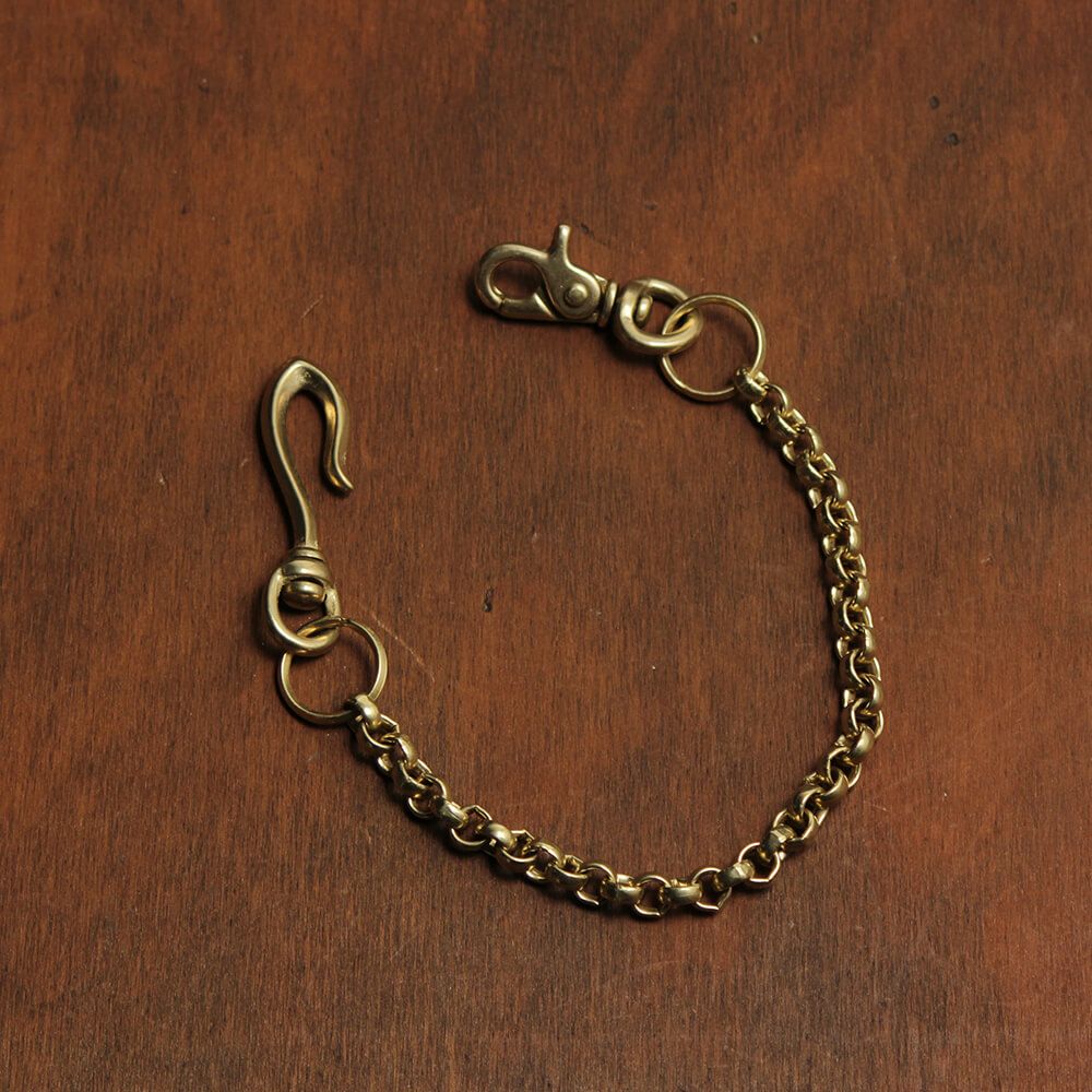 ショート ウォレット チェーン 真鍮 ブラス ゴールド 細い 短い メンズ 鎖