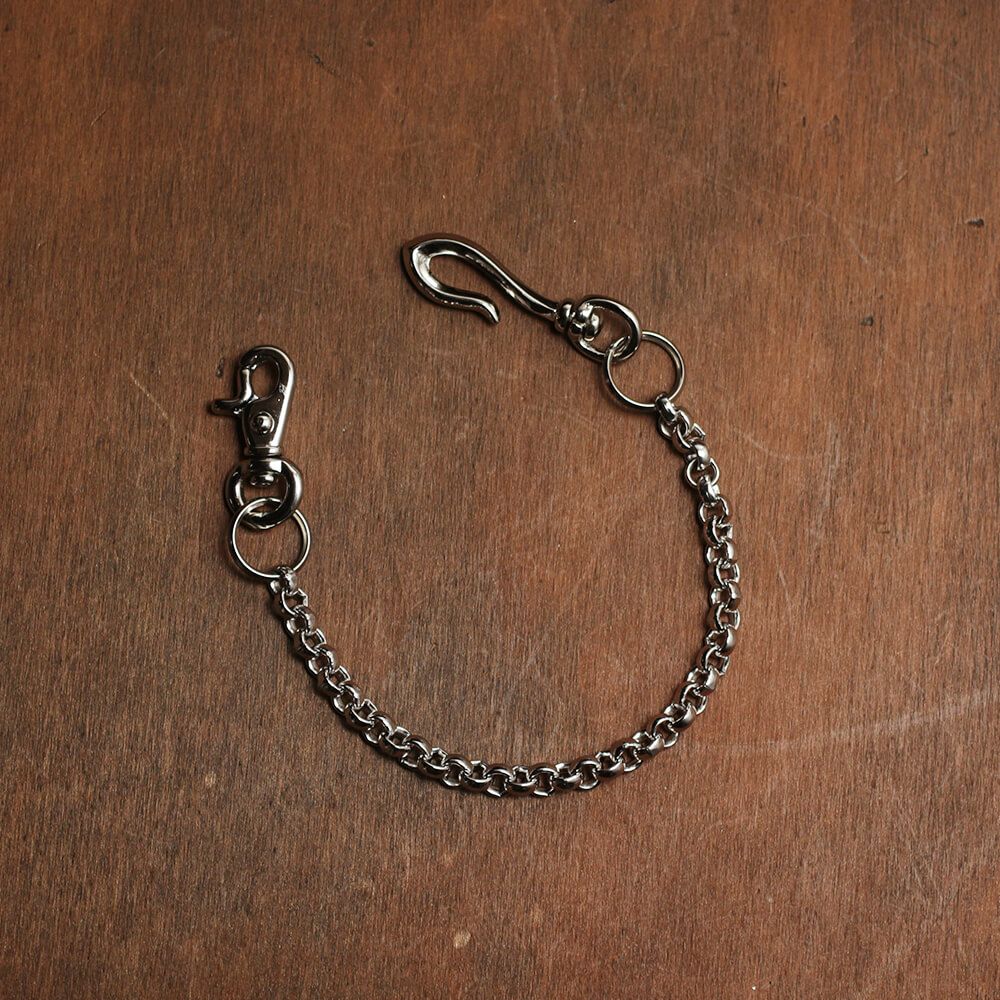 ショート ウォレット チェーン 真鍮 ブラス シルバー 細い 短い メンズ 鎖