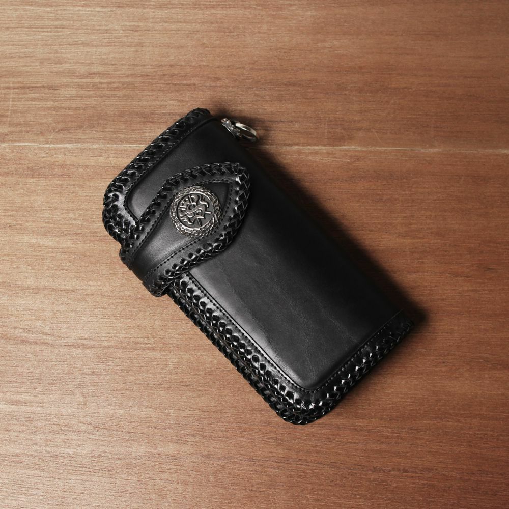 バイカーズ,ウォレット,レザー,革,財布,縁編み,コンチョ,ドロップハンドル,ライダース