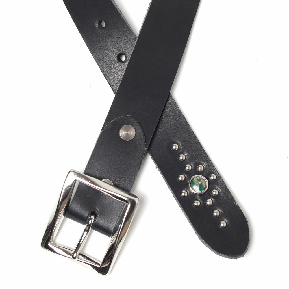 栃木レザー ジェムストーンベルト 3cm幅 ブラック バックルセット