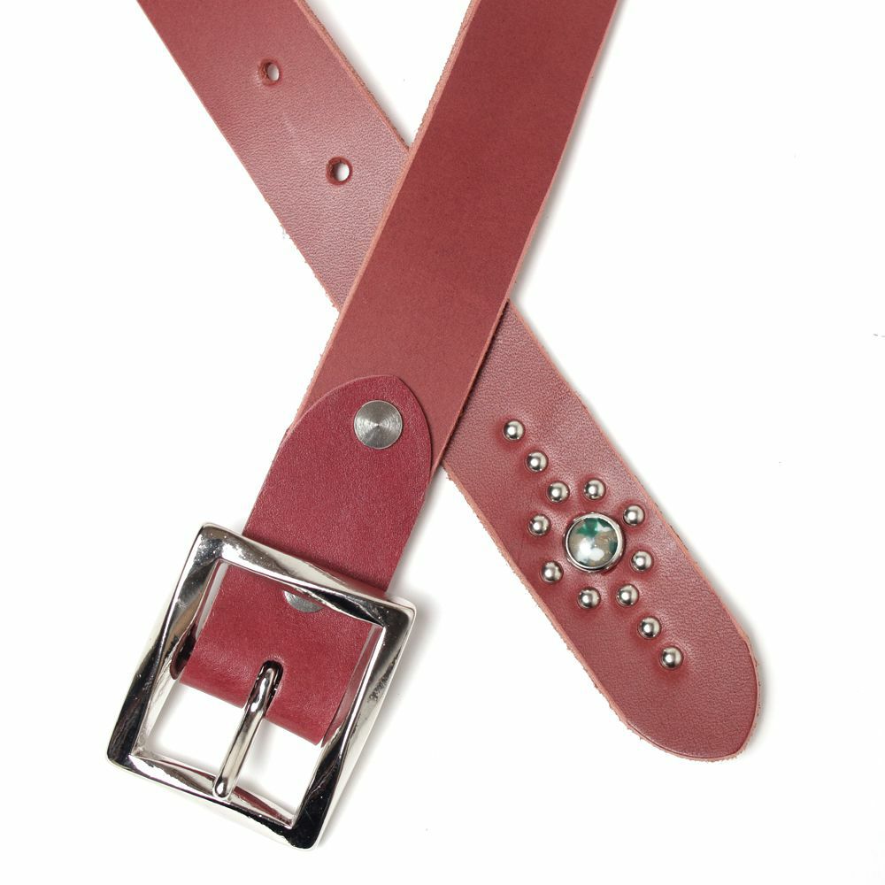 レザーブランドS'FACTORY「栃木レザー ジェムストーンベルト 3cm幅 レッド バックルセット」商品画像