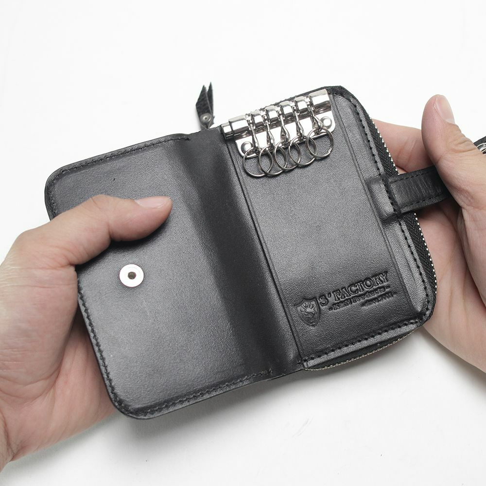 レザーブランドS'FACTORY「ファスナーキーウォレット ヒポ レッドブラウン（カバ革）」商品画像