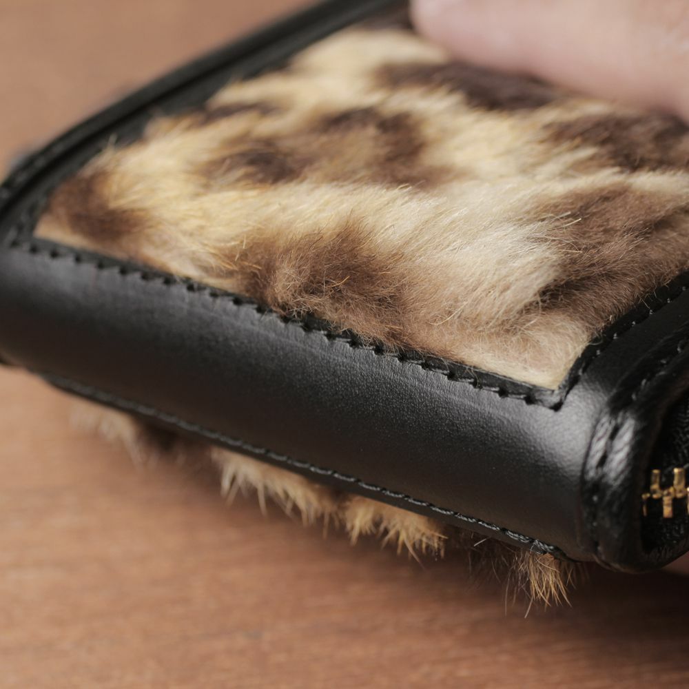 レザーブランド S'FACTORY「プレミアムショートウォレット レオパード(ヒョウ毛皮)」商品画像