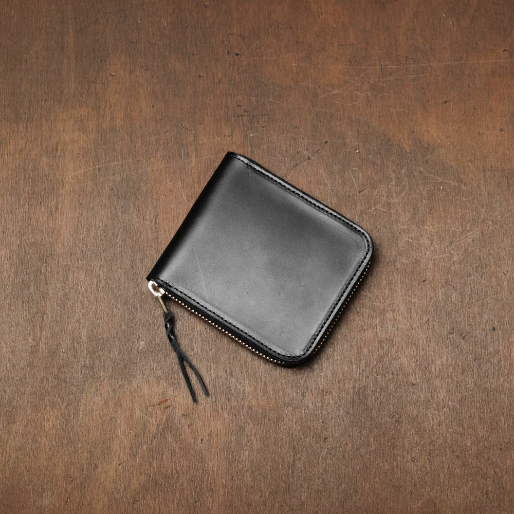 レザーブランドS'FACTORY「スリムファスナー ショート ウォレット 栃木レザー ブラック（牛革）」商品画像