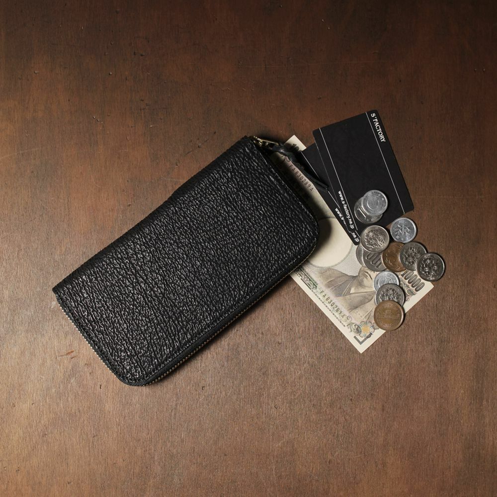 レザーブランドS'FACTORY「スリムファスナー ロング ウォレット シャーク ブラック」商品画像