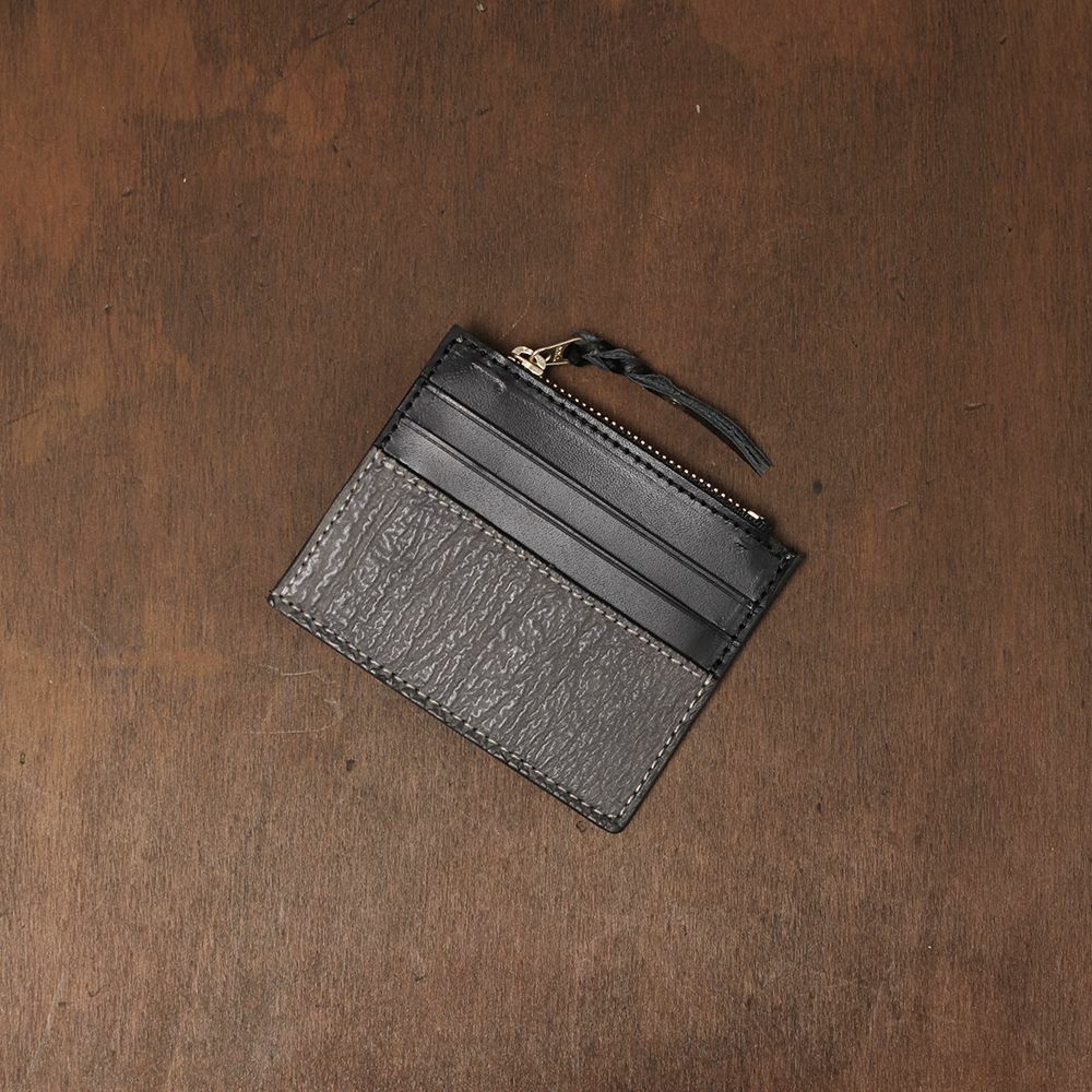 レザーブランドS'FACTORY カードマネークリップ シャーク グレー（サメ革）革小物 パスケース