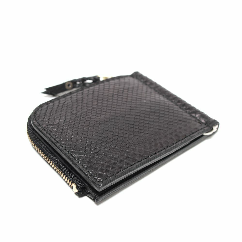 レザーブランドS'FACTORY L字ファスナー マネークリップ コインケース付き ブラックパイソン（ヘビ革）