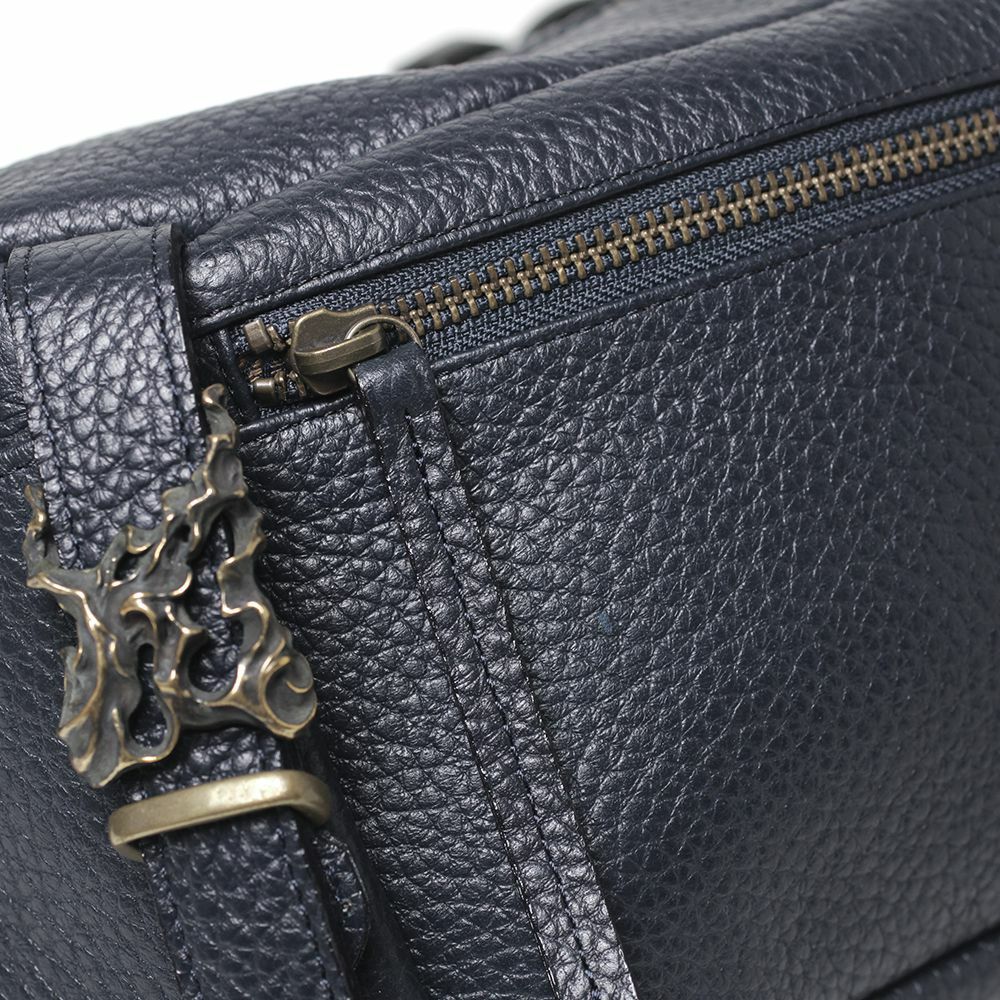 レザーブランドS'FACTORY BURNOUT ボディバッグ カウレザー ネイビー（牛革）