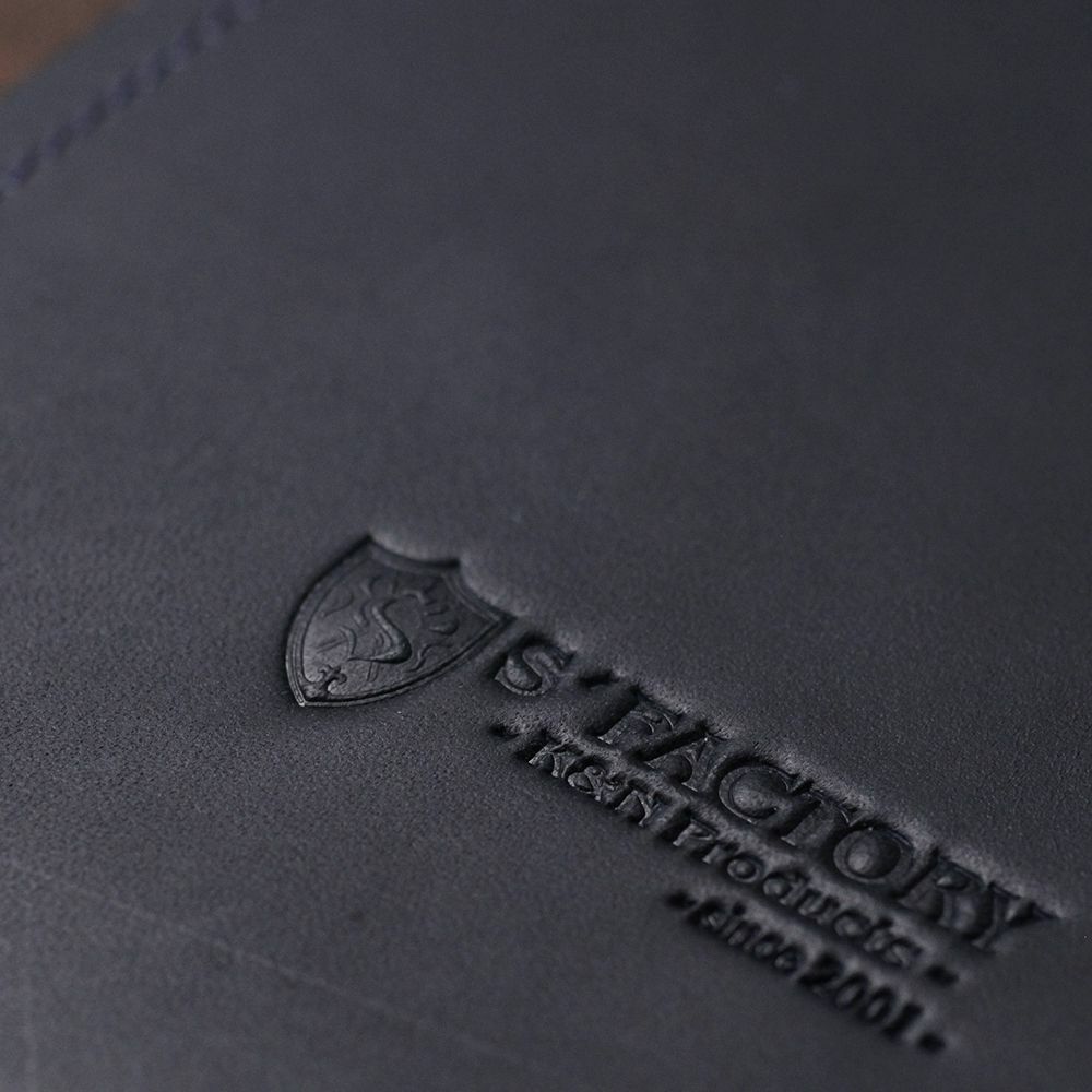 伝票サイズ シングル レザーバインダー ネイビー（牛革）