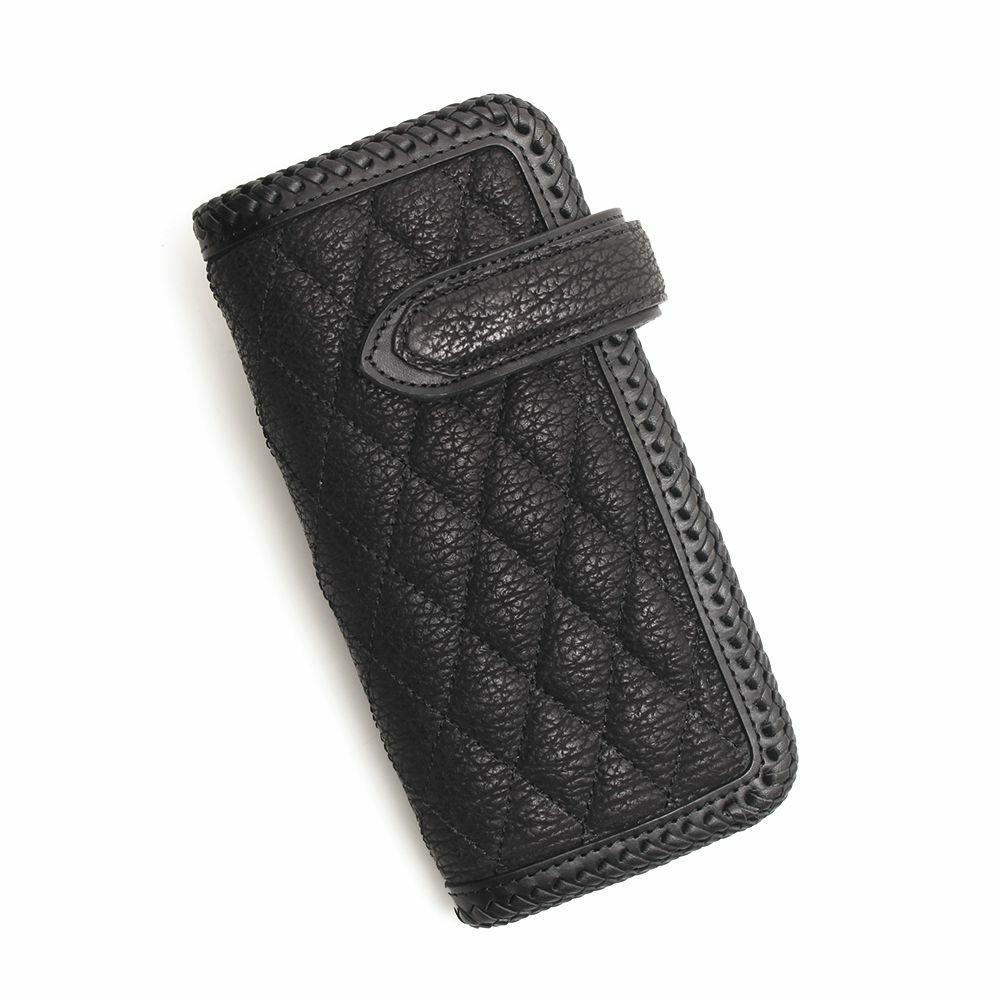 キルティング バイカーズウォレット ブラック シャーク（サメ革）