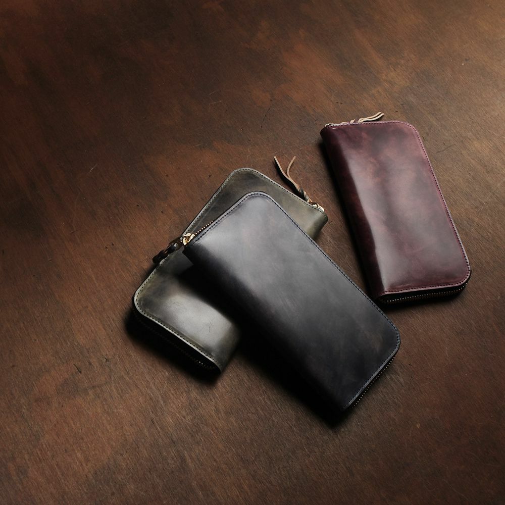 スリムファスナー ロングウォレット ボルドー シェルコードバン（馬革）