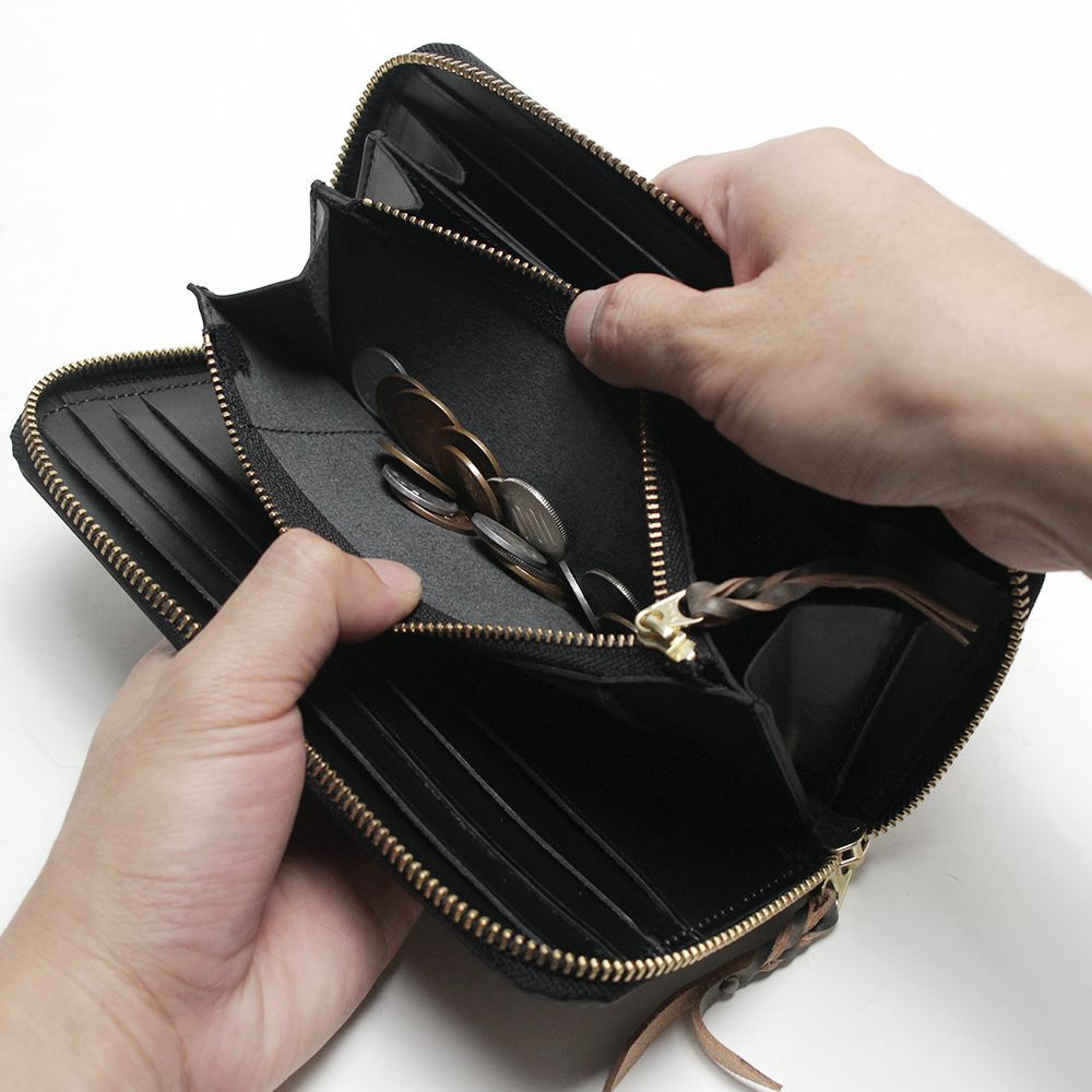 スリムファスナー ロングウォレット グリーン シェルコードバン（馬革）